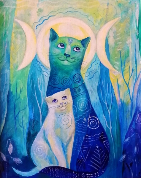Картина "Лунные кошки"